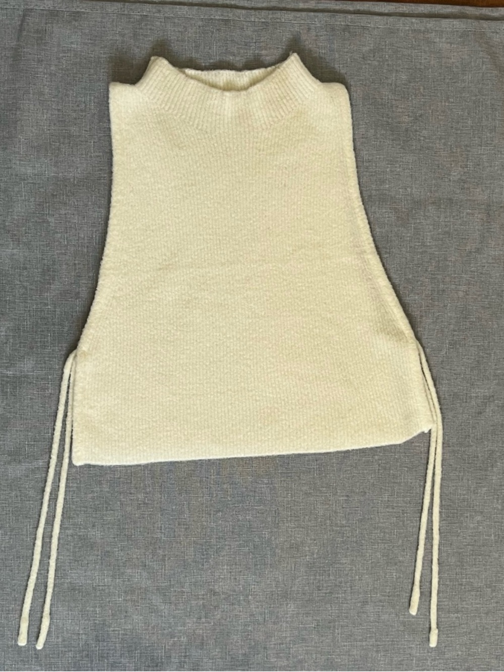 Cream Knit Halter Tie Side Top